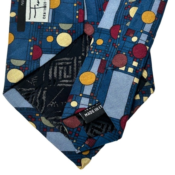 Frank Lloyd Wright 100% Silk Necktie Tie Confetti Blue Made in Italy Collection - Picture 7 of 13